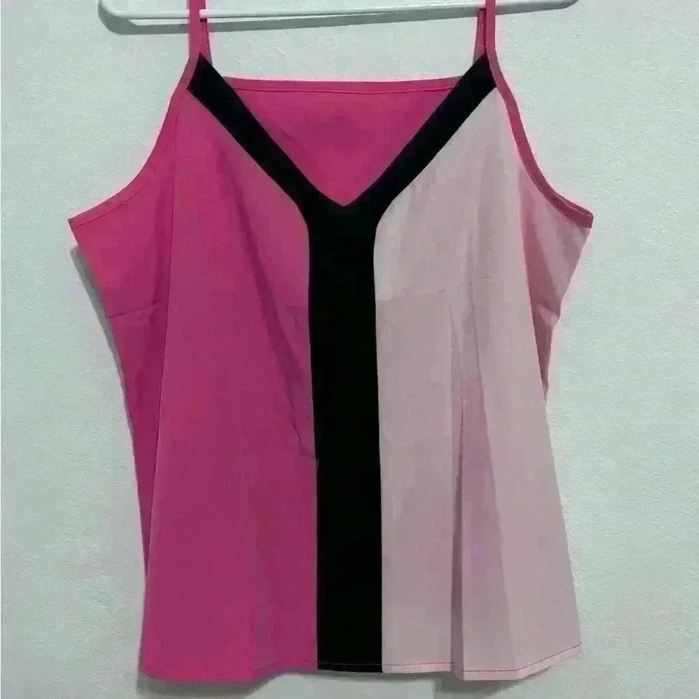 Pink & Black Sleeveless Top